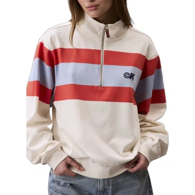 Calvin Klein Striped Zip Sweatshirt In Multi