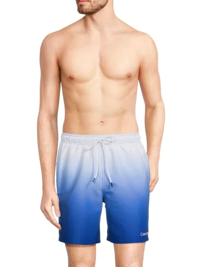 Calvin Klein Swim Men's Gradient Logo Drawstring Swim Shorts In Blue