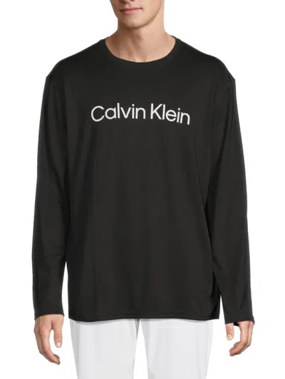 Calvin Klein Swim Men's Long Sleeve Logo Rashguard In Black