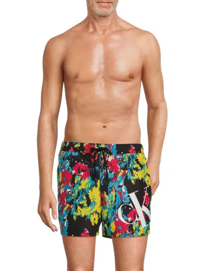 Calvin Klein Swim Men's Logo Drawstring Shorts In Multi
