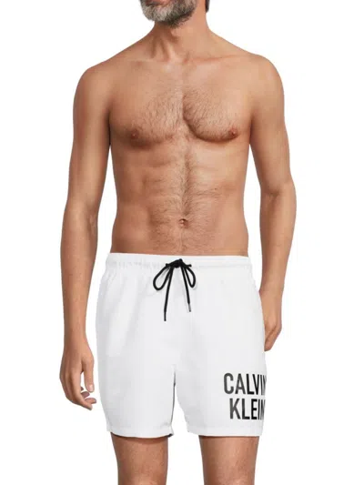 Calvin Klein Swim Men's Logo Drawstring Shorts In White