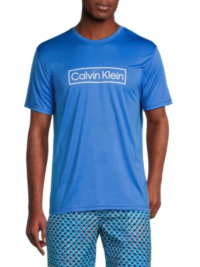 Calvin Klein Swim Men's Logo Rashguard In Blue