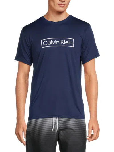 Calvin Klein Swim Men's Logo Rashguard In Blue