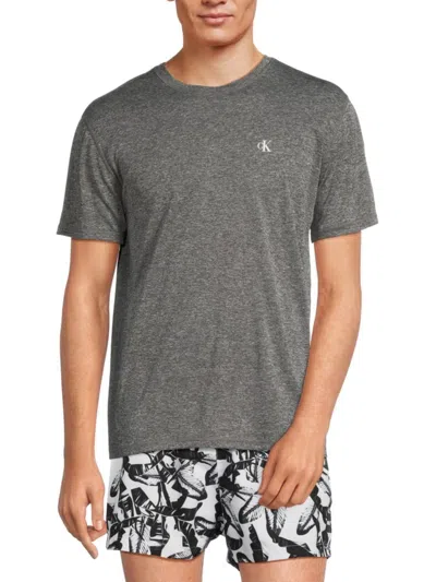 Calvin Klein Swim Men's Logo Rashguard Tee In Grey