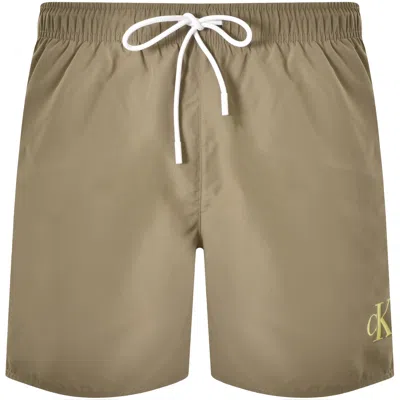 Calvin Klein Swim Shorts Green In Brown