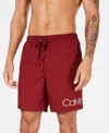 Calvin Klein Swim Trunk Men's Cabernet In 7" Comfort Drawstring Waist Fts879 In Red