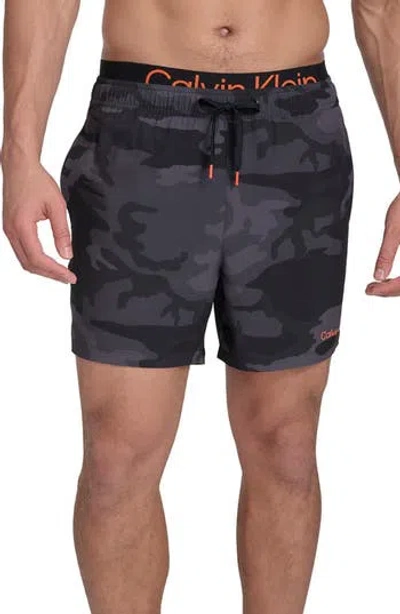 Calvin Klein Swim Trunks In Black Camo