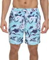 Calvin Klein Island Swim Trunks Mens Light Blue Camo Printed 7" Inseam Fts975 In Blue