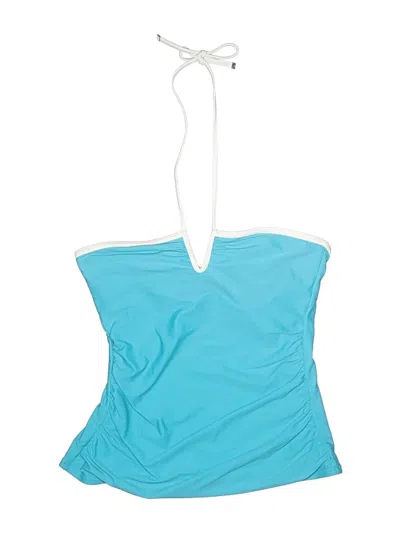 Pre-owned Calvin Klein Swimsuit Top Blue Color Block Pattern Swimwear