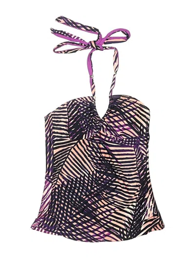 Pre-owned Calvin Klein Swimsuit Top Purple Print Pattern Swimwear