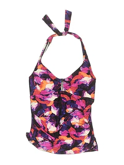 Calvin Klein Swimsuit Top Purple Print Pattern Swimwear In Multi