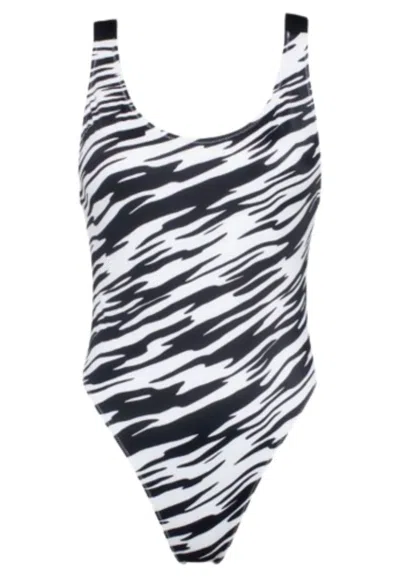Calvin Klein Swimwear Scoop Back One Piece-rp-print In Nero