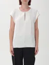 Calvin Klein Keyhole-neck Satin Blouse In Beige