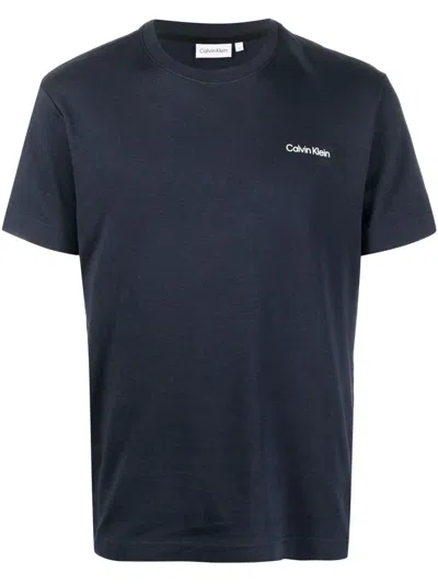 Calvin Klein Logo-print Cotton T-shirt In Blau