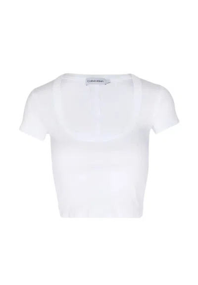 Calvin Klein T-shirt Cotton Rib Top Ss In White