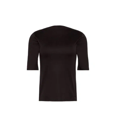Calvin Klein T-shirt Manches 3/4 À Col Bateau En Coton In Black