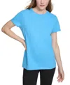 Calvin Klein Womens Solid Cotton T-shirt In Blue