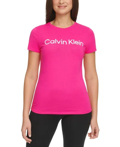 Calvin Klein T-shirt Women's Pink Cotton Graphic Logo Short Sleeve Top Fts527