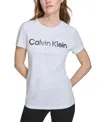 Calvin Klein T-shirt Womens White Graphic Logo Cotton Regular Fit Top Fts442 In White