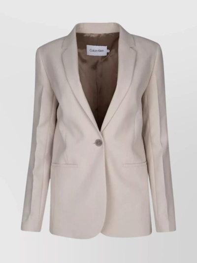 Calvin Klein Tailored Shoulder Jacket With Flap Pockets In Neutral