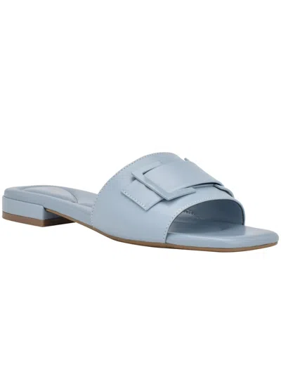 Calvin Klein Tangelo Womens Faux Leather Slip-on Slide Sandals In Blue