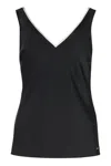 Calvin Klein Satin V-neck Sleeveless Top In Black