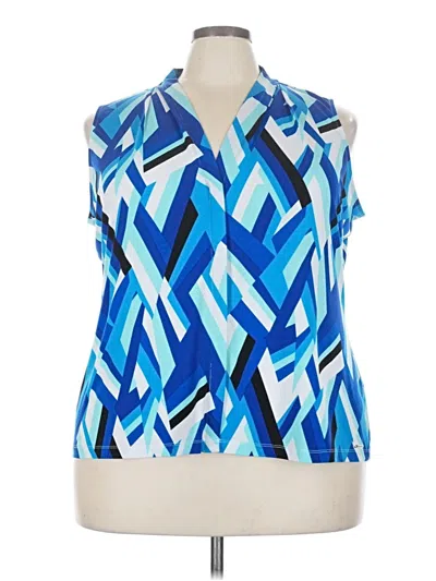 Pre-owned Calvin Klein Tank Top Blue Tie Neck Tops