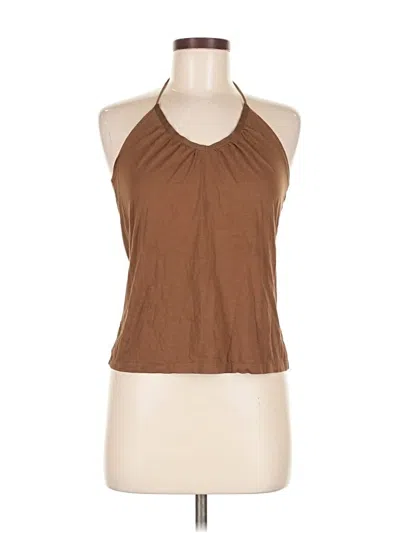 Pre-owned Calvin Klein Tank Top Brown Halter Neckline Tops