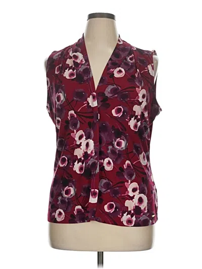 Pre-owned Calvin Klein Tank Top Burgundy Tie Neck Tops