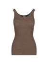 Calvin Klein Ribbed Scoop Neck Stretch Fit Top In Brown