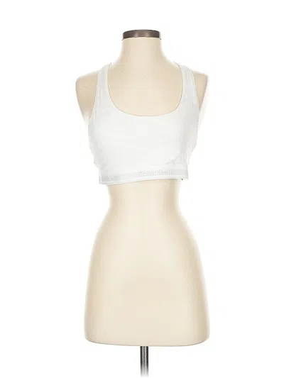 Pre-owned Calvin Klein Tank Top Ivory Halter Neckline Tops In White