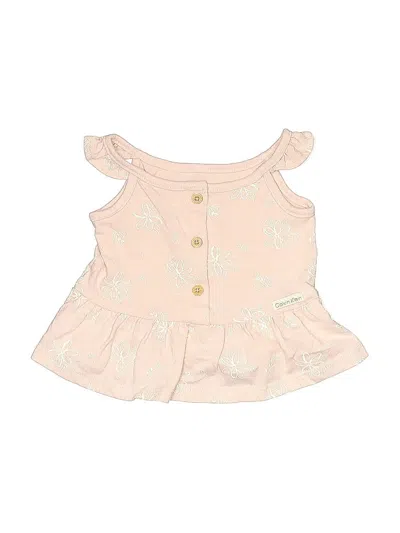 Pre-owned Calvin Klein Babies' Tank Top Pink Ruffles Neckline Tops