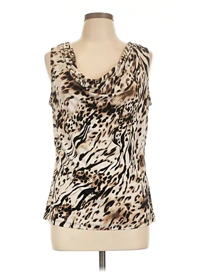 Pre-owned Calvin Klein Tank Top Tan Cowl Neck Tops