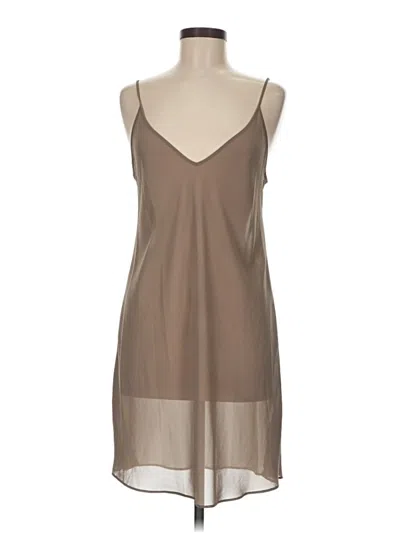 Pre-owned Calvin Klein Tank Top Tan Halter Neckline Tops In Brown