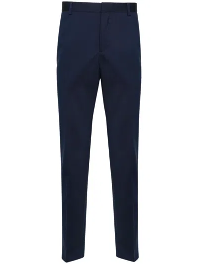Calvin Klein Tapered Wool-blend Tailored Trousers In Blue