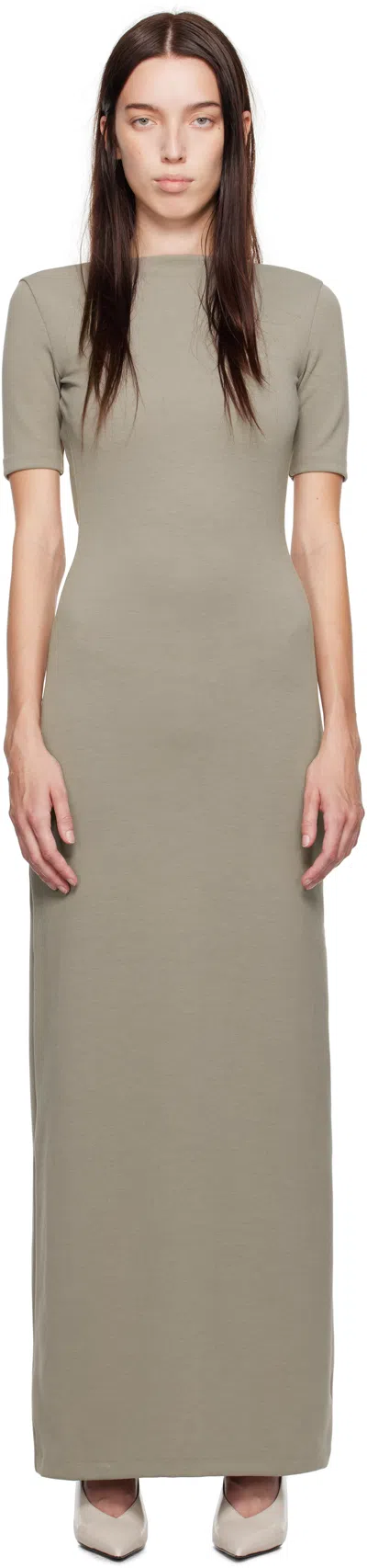 Calvin Klein Taupe Halo Backless Maxi Dress In Elephant Skin