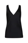 Calvin Klein Satin V-neck Sleeveless Top In Black
