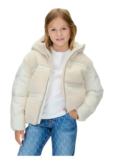 Calvin Klein Kids' Teddy Bambina Glossy Padded Jacket  In Neutral