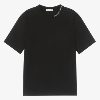 Calvin Klein Teen Boys Black Cotton Relaxed Fit T-shirt