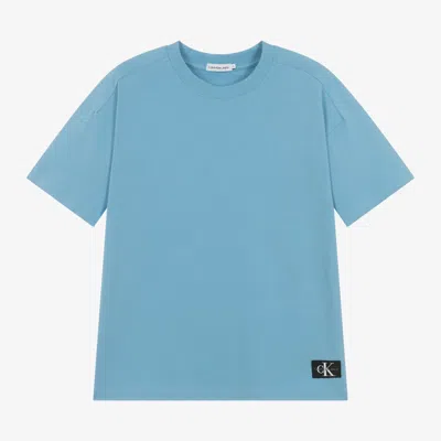 Calvin Klein Teen Boys Blue Cotton Label T-shirt