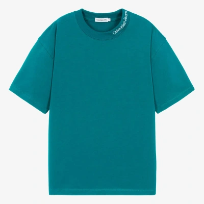 Calvin Klein Teen Boys Blue Cotton Relaxed Fit T-shirt