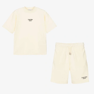 Calvin Klein Teen Boys Ivory Cotton Shorts Set