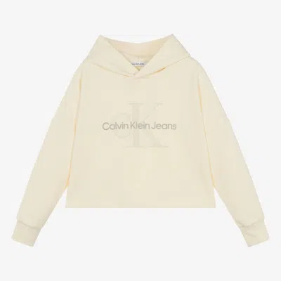 Calvin Klein Teen Girls Ivory Cotton Ck Hoodie
