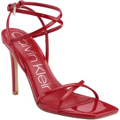 Calvin Klein Tegin Womens Ankle Strap Heels In Red
