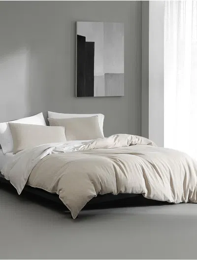 Calvin Klein Tencel Reversible Duvet Cover Set In Flax Beige