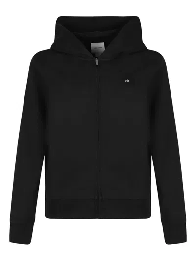 Calvin Klein Terry Zip Through Hoodie Clothing In Black