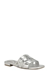 Calvin Klein Tessie Slide Sandal In Silver Leather