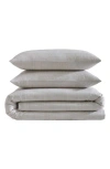 Calvin Klein Textural Rib Cotton Sateen 3 Piece Comforter Set, Queen In Warm Taupe