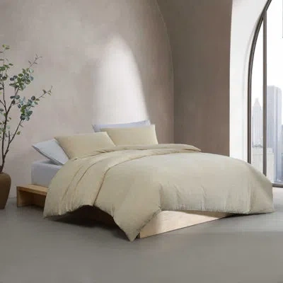 Calvin Klein Textural Rib Cotton Duvet Cover Set In Beige Floral