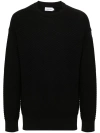 Calvin Klein Tonal Logo Smooth Cotton Crewneck Sweater In Black